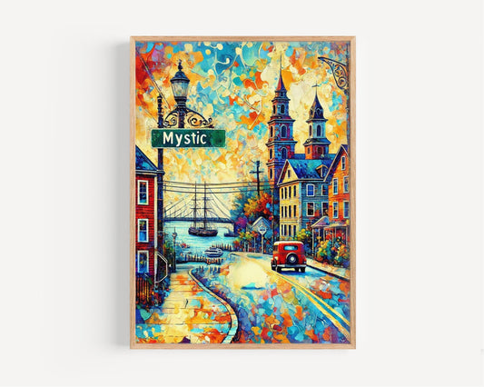 Connecticut Mystic Wall Art Print - Travel Poster & USA Souvenir, Housewarming Gift, Unique Connecticut Artwork