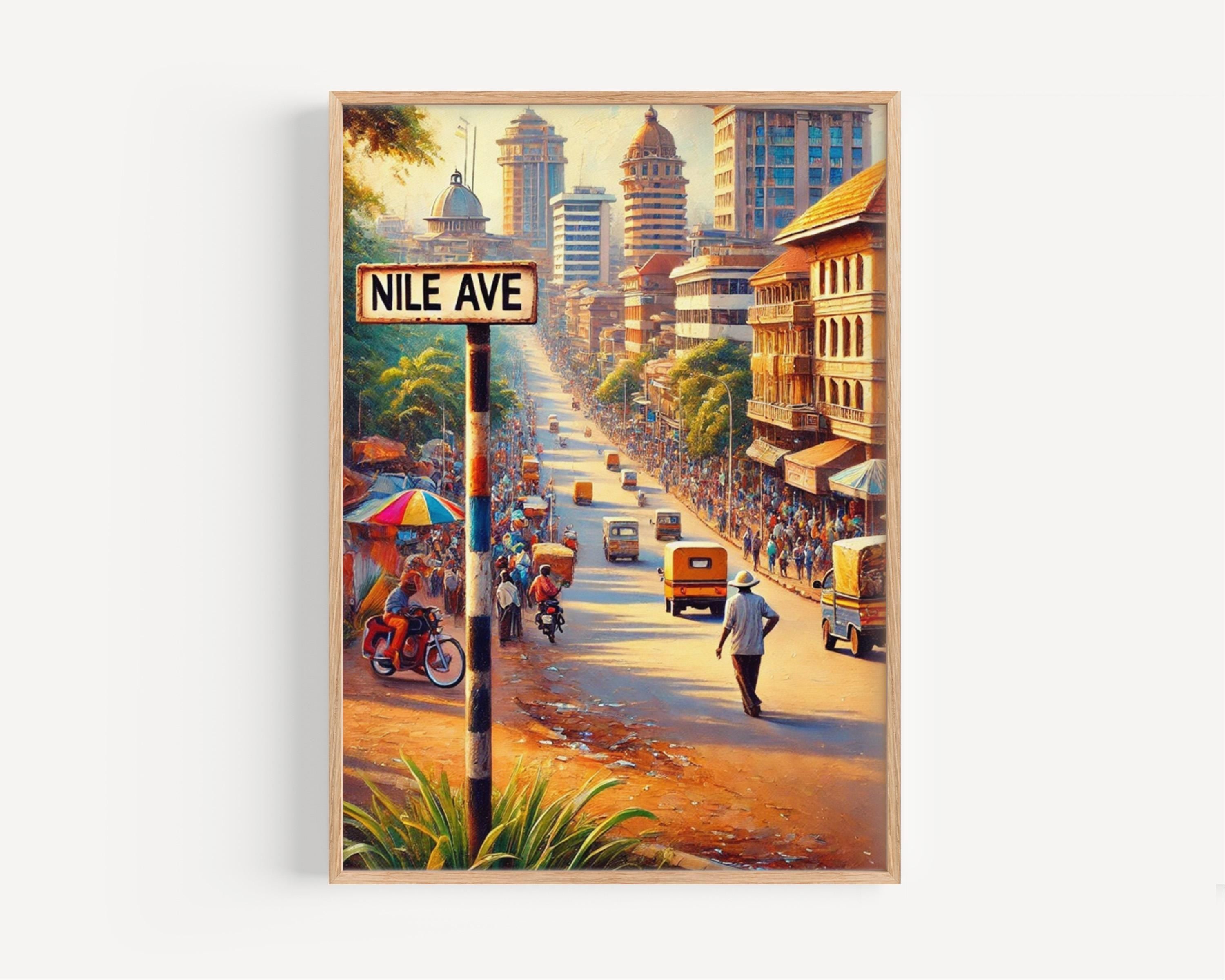 Nile Avenue Wall Art, Jinja Print, Uganda Travel Poster, City Street Sign, African Souvenir, Travel Gift, Personalized Urban Art