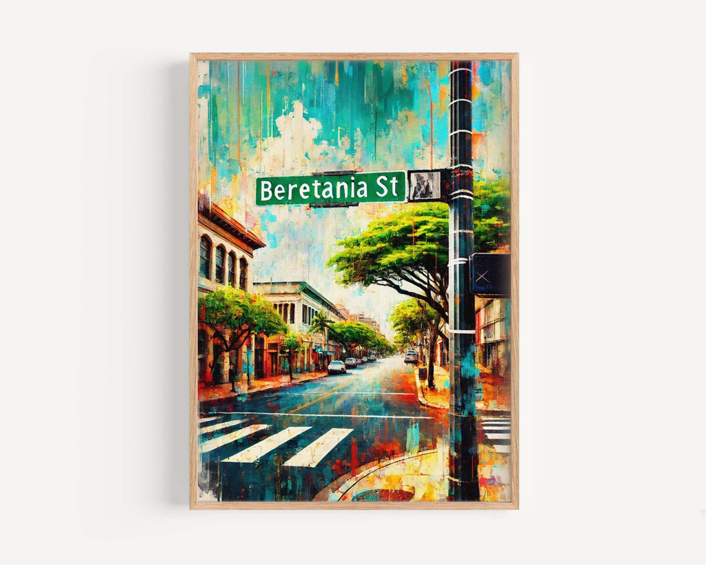 Beretania Street Print - Honolulu, Hawaii, USA