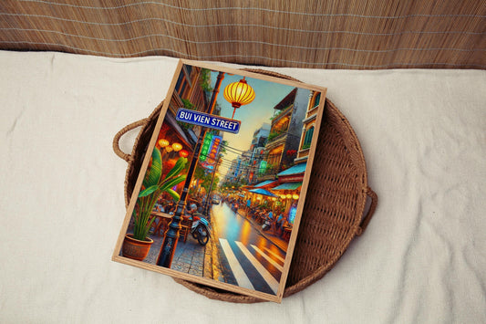 Ho Chi Minh Bui Vien St Wall Art - Vietnamese Travel Poster, Ho Chi Minh City Print, Vietnam Gift, Housewarming Decor