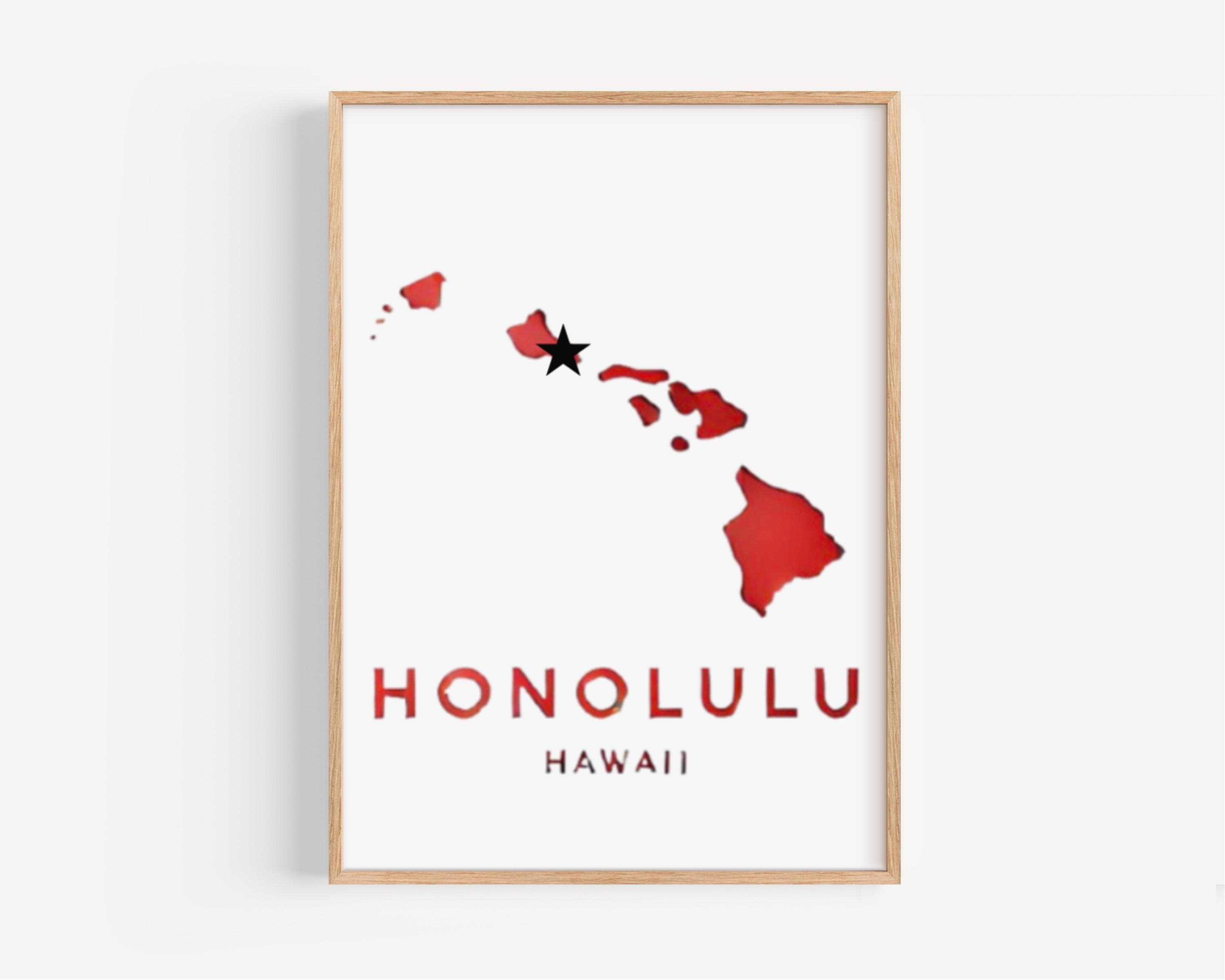 Honolulu Wall Art Print – Hawaii Travel Decor, Island Souvenir, Home & College Gift, Housewarming Present