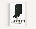 West Lafayette Map Print - West Lafayette, Indiana, USA