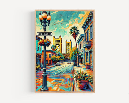 California Sacramento Wall Art Print - Travel Poster & USA Souvenir, Perfect Housewarming or California Gift Decor