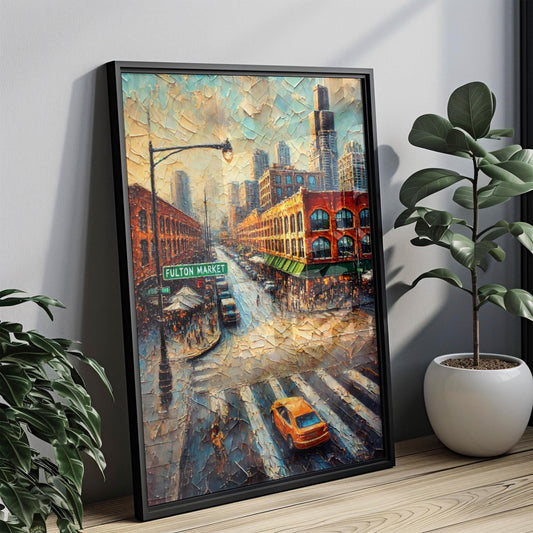Wall Art Fulton Market Chicago Print, Travel Poster Illinois Artwork, Housewarming & Gift Decor