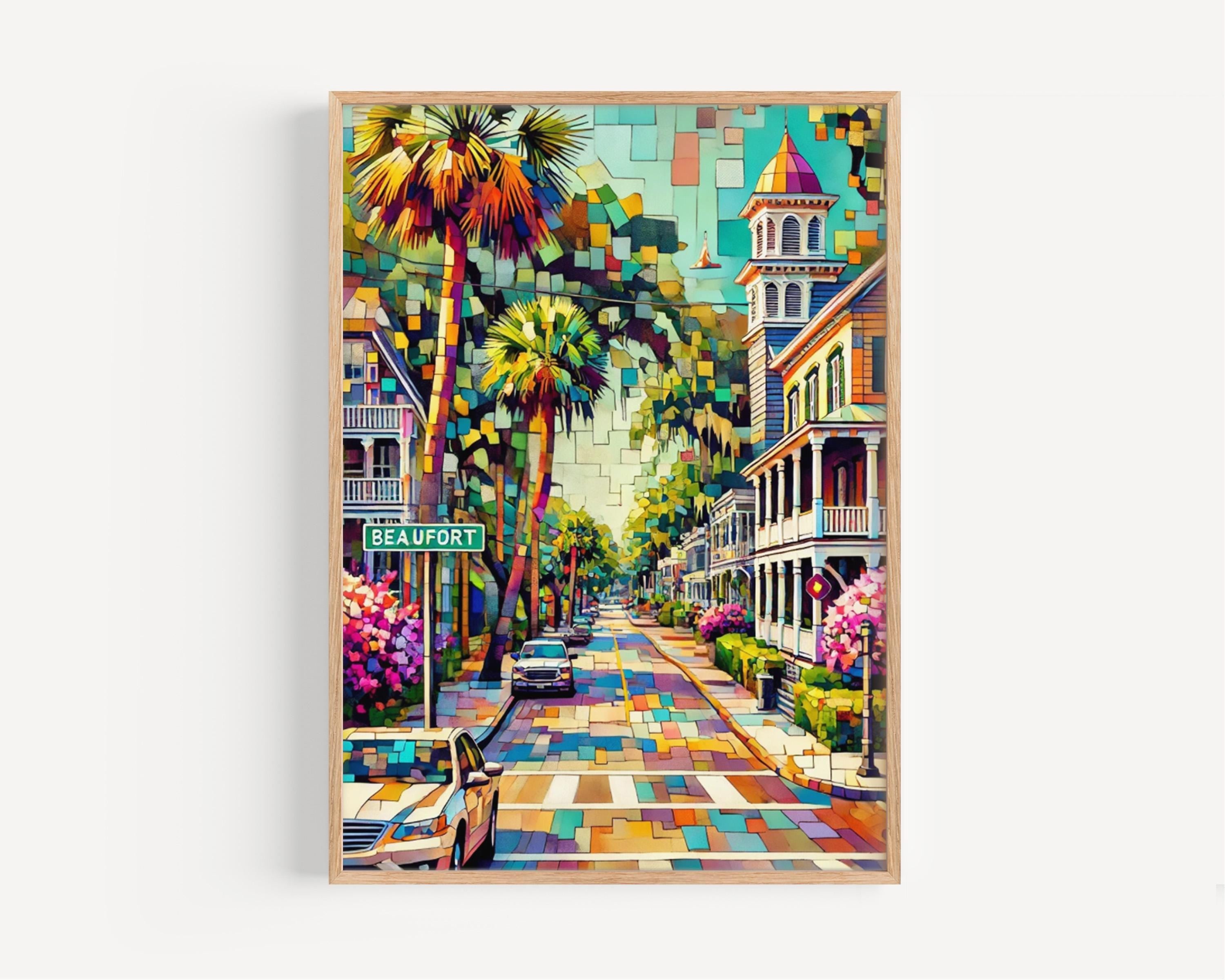 North Carolina Beaufort Wall Art - Coastal Travel Print, USA Home Decor, North Carolina Gift & Beach Housewarming Poster