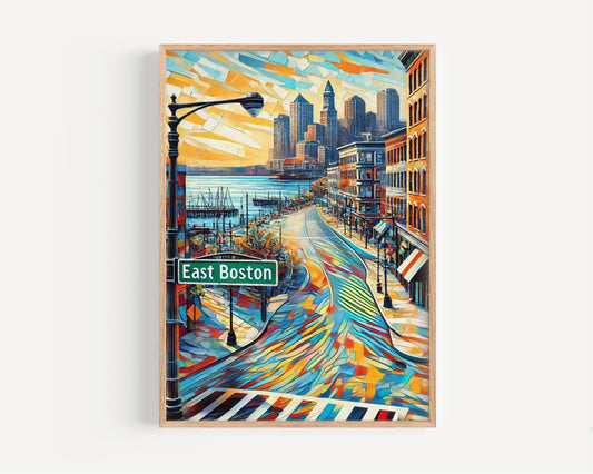 Boston East Boston Wall Art Print – Travel Poster & USA Decor, Boston Gift, Housewarming American Art