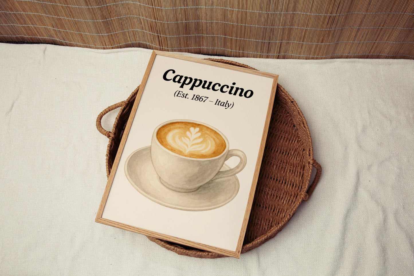 Latte Art Print: Cappuccino Coffee Wall Art for Kitchen