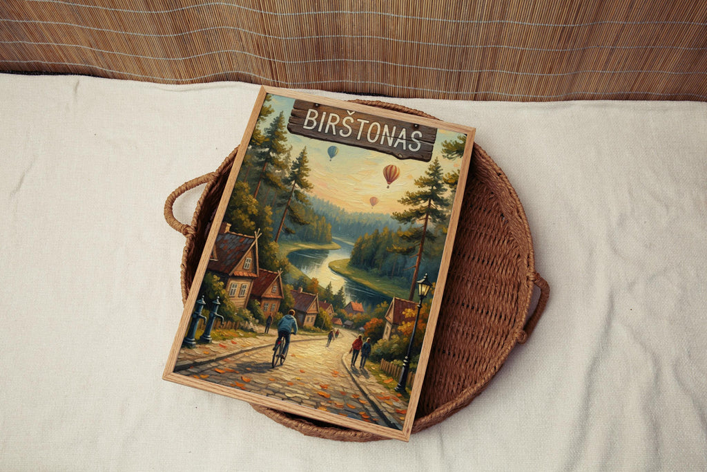 Birštonas Street Sign Art Print: Lithuania Spa Town Travel Poster Decor