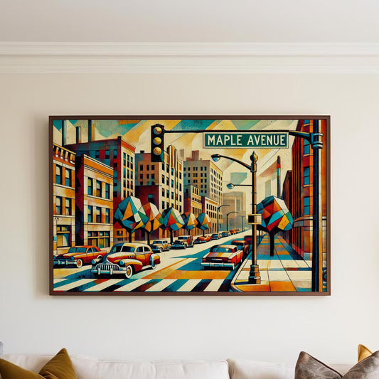 Maple Avenue Wall Art Print - St. Louis Travel Poster, Missouri Home Decor, Housewarming Gift, Maple Ave Cityscape Artwork