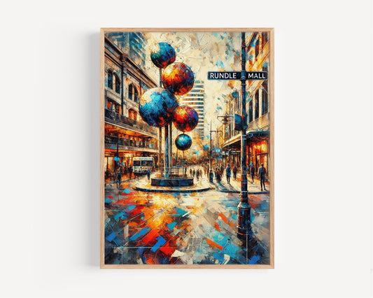 Rundle Mall Wall Art Print - Adelaide Travel Poster, Australia Gift & Home Decor, Rundle Mall Decor, Housewarming Present