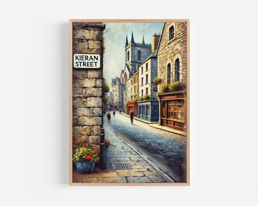 Ireland Kilkenny Kieran Street Wall Art Print, Travel Poster, City Map, Irish Housewarming Gift, Kilkenny Decor, Unique Ireland Artwork