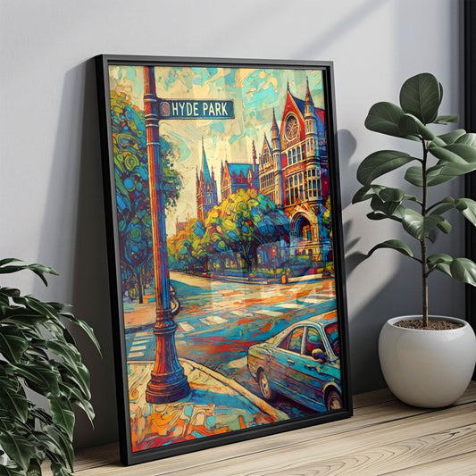 Poster Chicago Hyde Park Travel Wall Art Print – Cityscape Decor, American Art, Housewarming & Chicago Gift