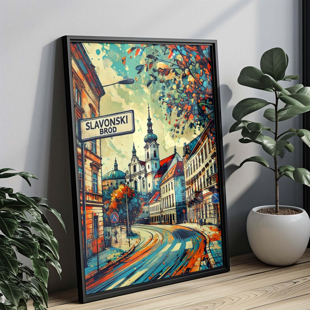 Slavonski Brod Cityscape Poster - Slavonski Brod, Croatia