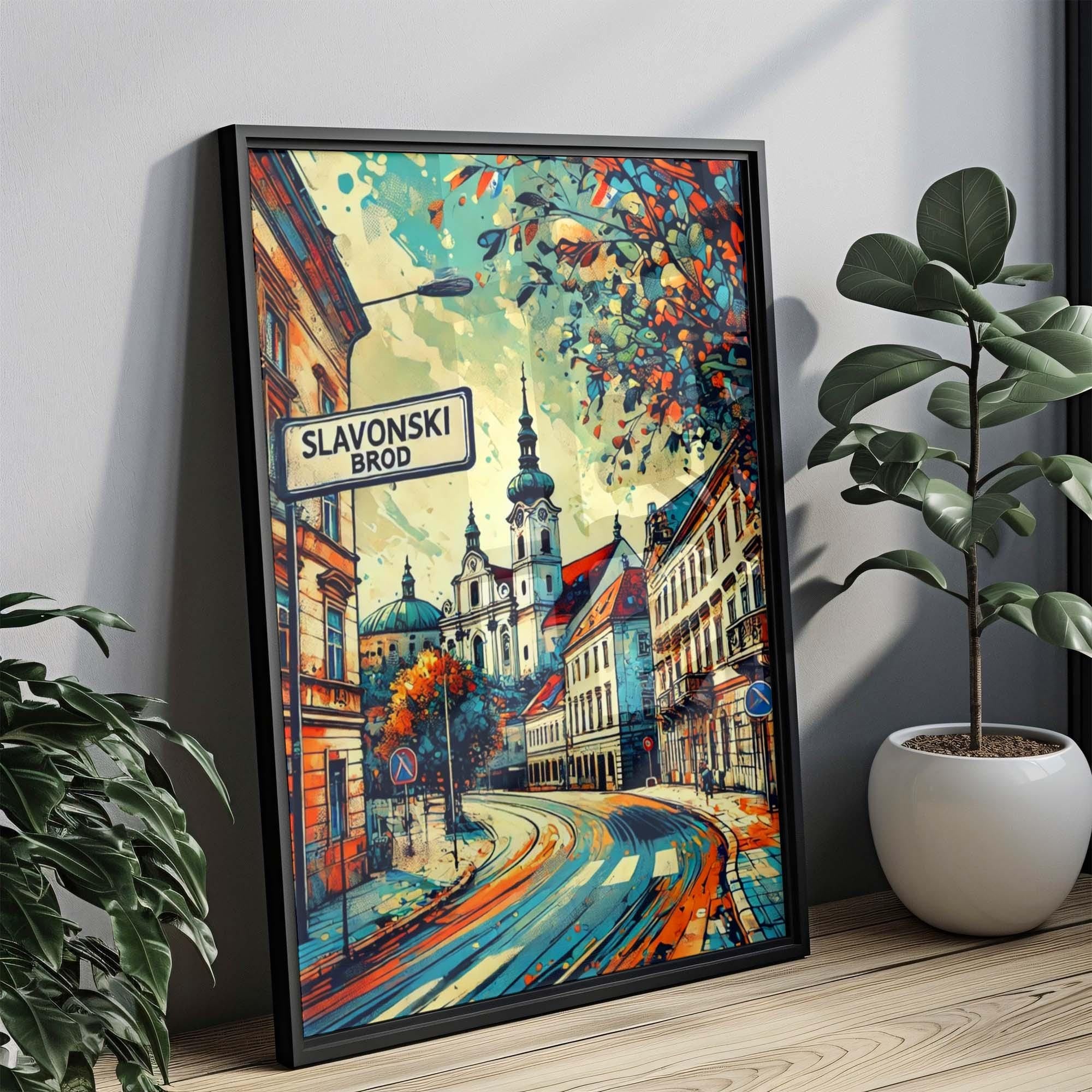 Slavonski Brod Cityscape Poster - Slavonski Brod, Croatia