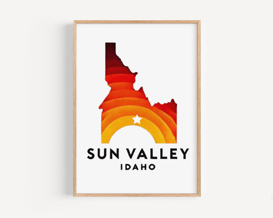 Sun Valley Wall Art Print, Idaho Travel Decor, Housewarming & College Gift, Rustic Mountain Landscape Home Decoration