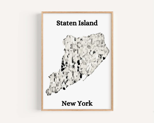 Staten Island Print - New York City Wall Art, Travel Decor, Housewarming & College Gift, Staten Island Map Poster for Home or Office