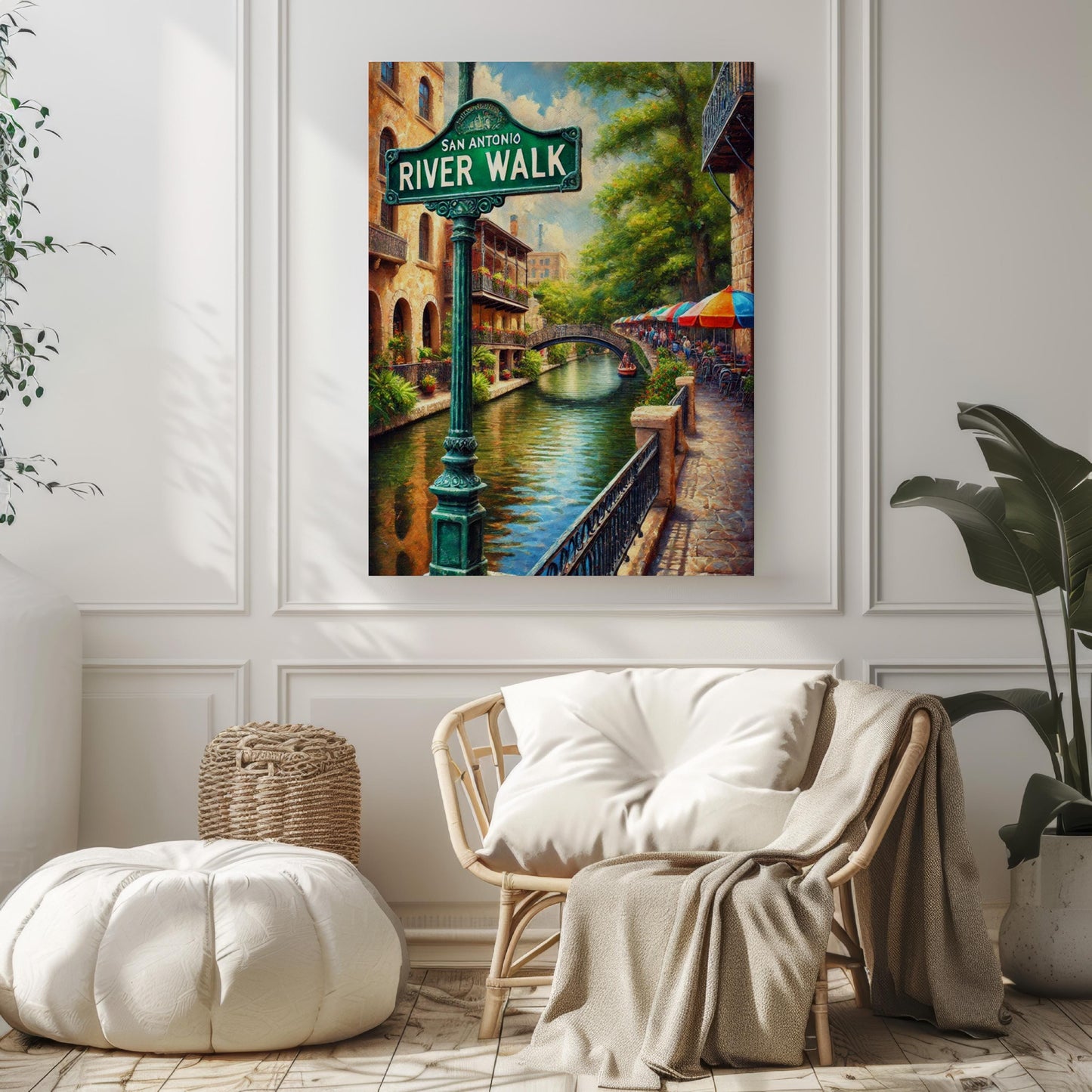San Antonio River Walk Print: Texas Travel Poster, Waterfront Artwork