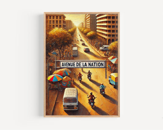 Avenue de la Nation Wall Art, Ouagadougou Print, Burkina Faso Cityscape, Travel Souvenir, Street Scene Poster, Home Decor, Personalized Gift
