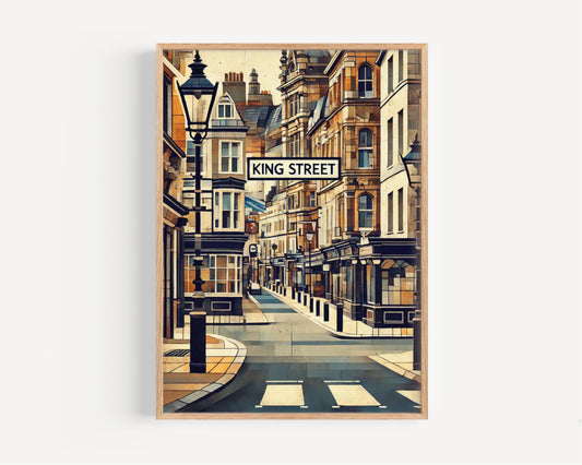 Manchester King Street Wall Art, Travel Print, England Souvenir, Housewarming Gift, Manchester City Poster, UK Travel Decor