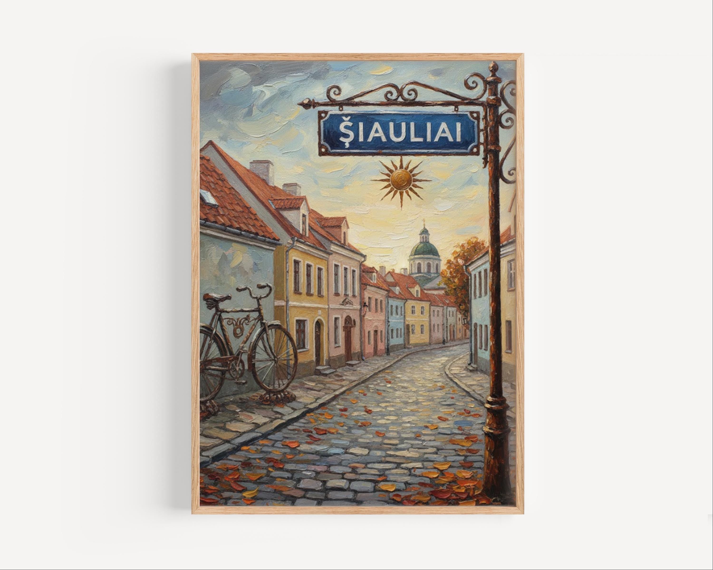 Siauliai Street Sign Art Print: Lithuania Travel Poster Wall Decor