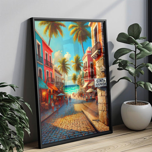 Playa del Carmen Print: Quinta Avenida, Mexico Travel Poster