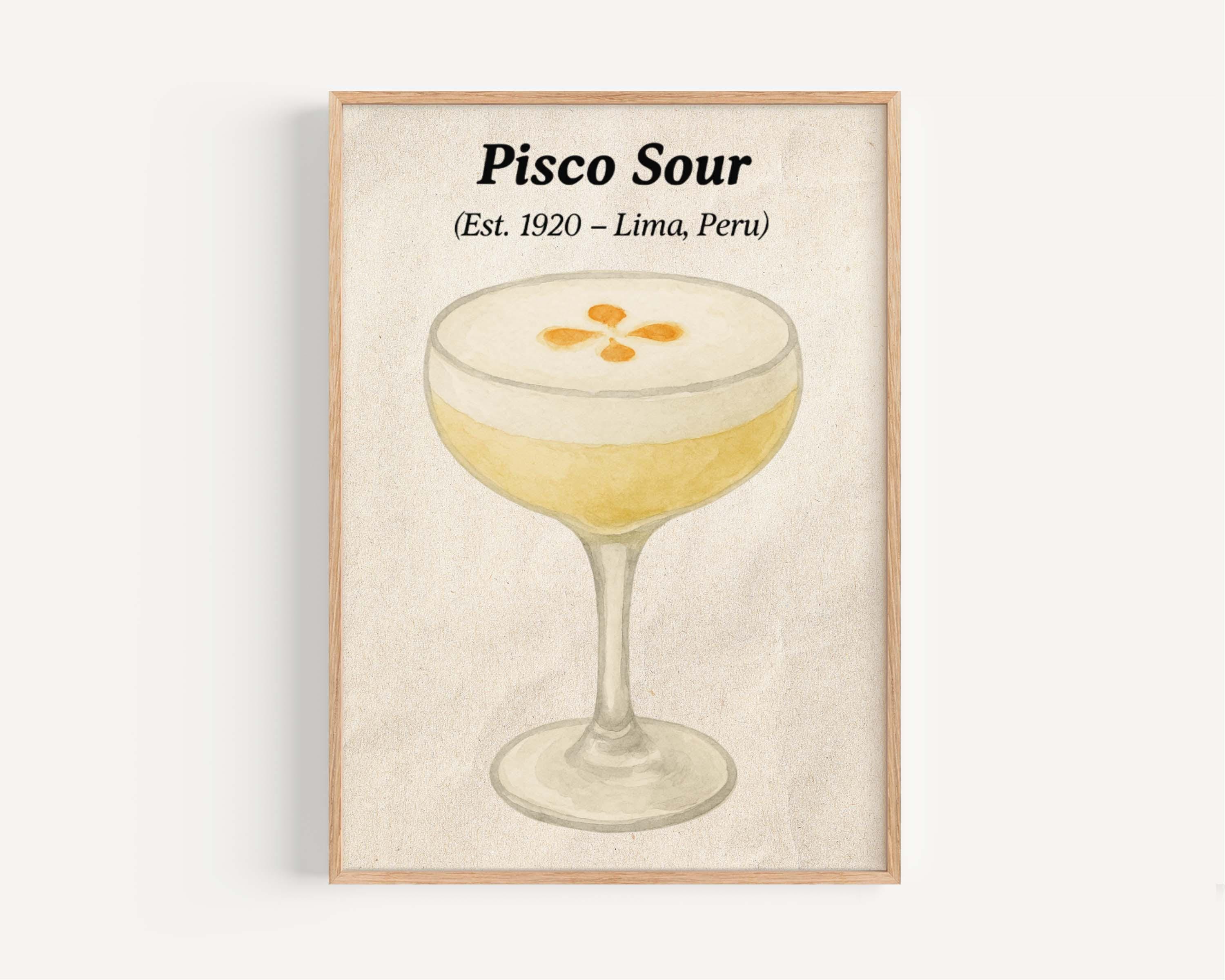 Pisco Sour Cocktail Wall Art Modern
