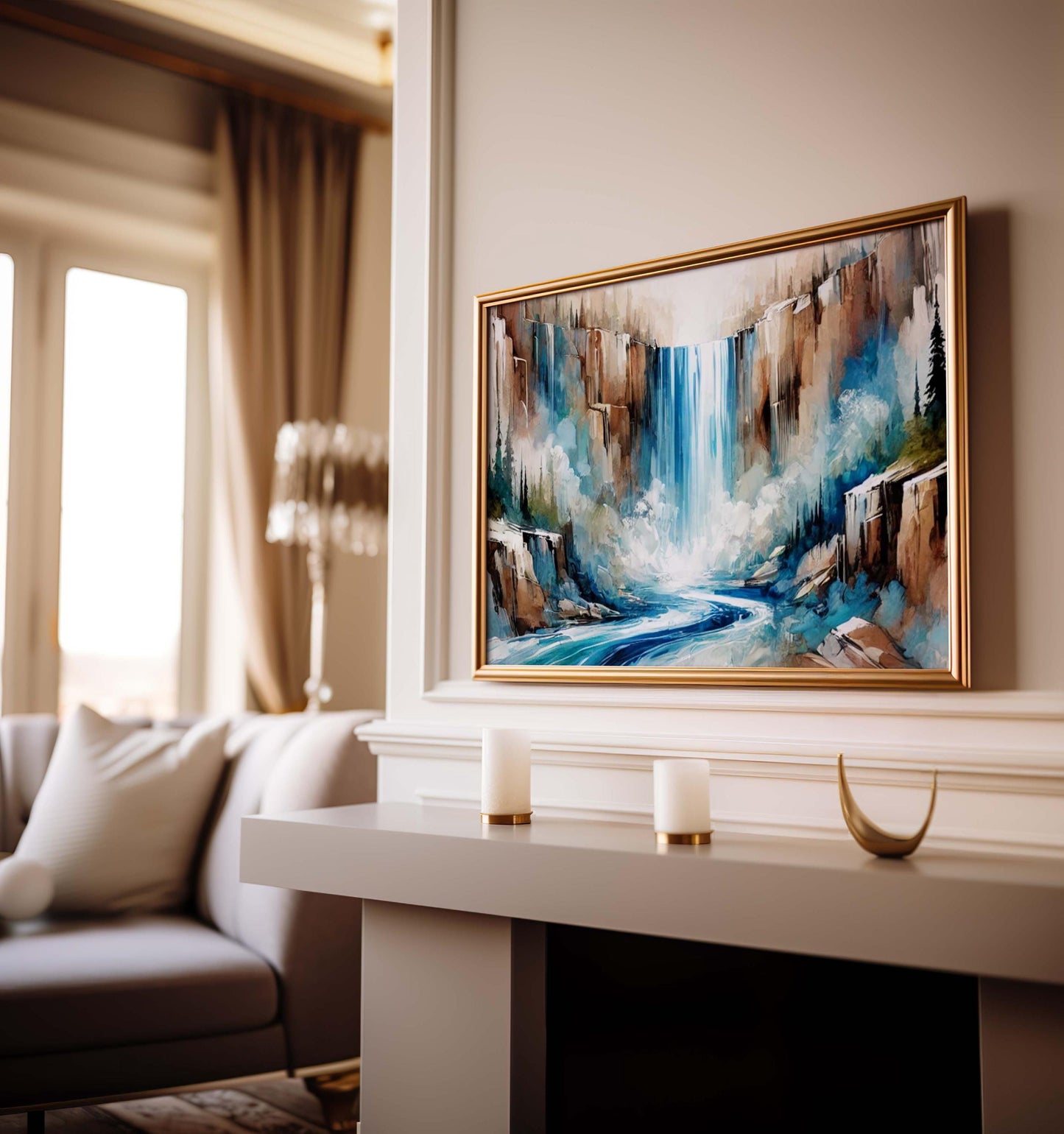 Nature Gift Waterfall Wall Art Print - Serene Stream Nature Decor, Housewarming & New Home Family Art, Calming Landscape Photography