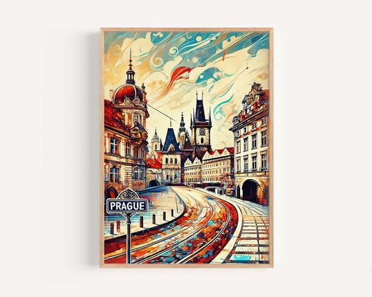 Prague Art Print - Czech Republic Wall Decor, Travel Poster, Cityscape Gift, Housewarming & Home Office Artwork