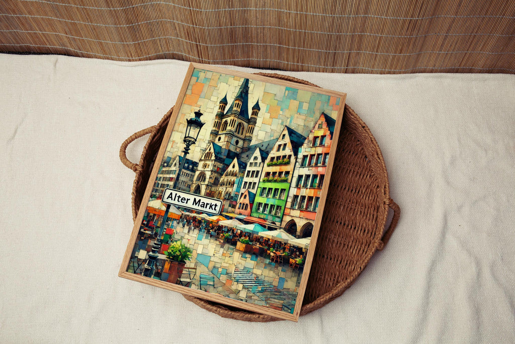 Alter Markt Cubism Art Print: Cologne Old Town Travel Poster