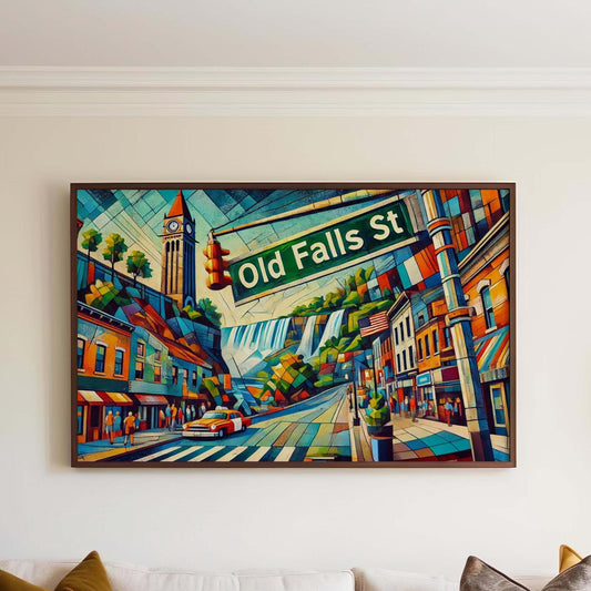 Old Falls Street Wall Art, Niagara Falls Travel Print & Poster, NY Art Gift, Housewarming Decor, Old Falls St Scenic Landscape Artwork