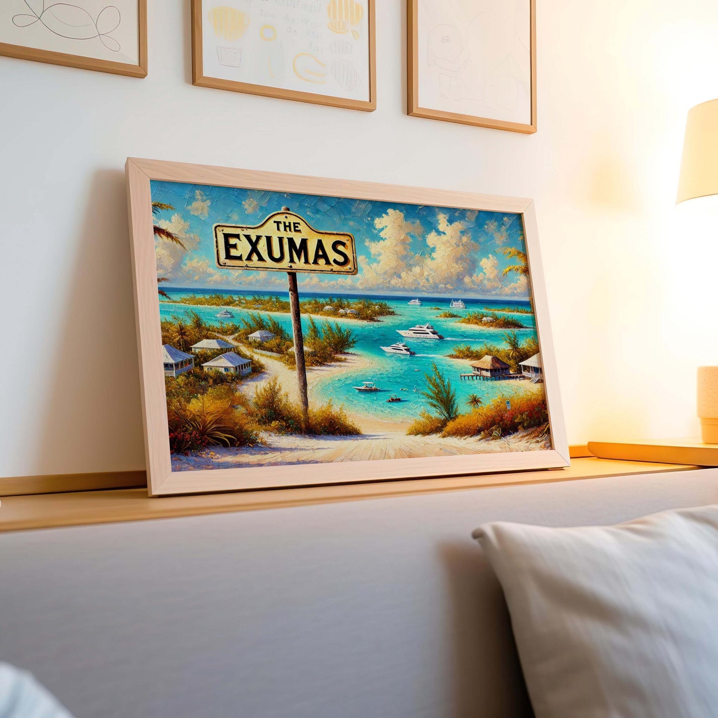 Exumas Bahamas Map Art Print, Tropical Island Wall Decor