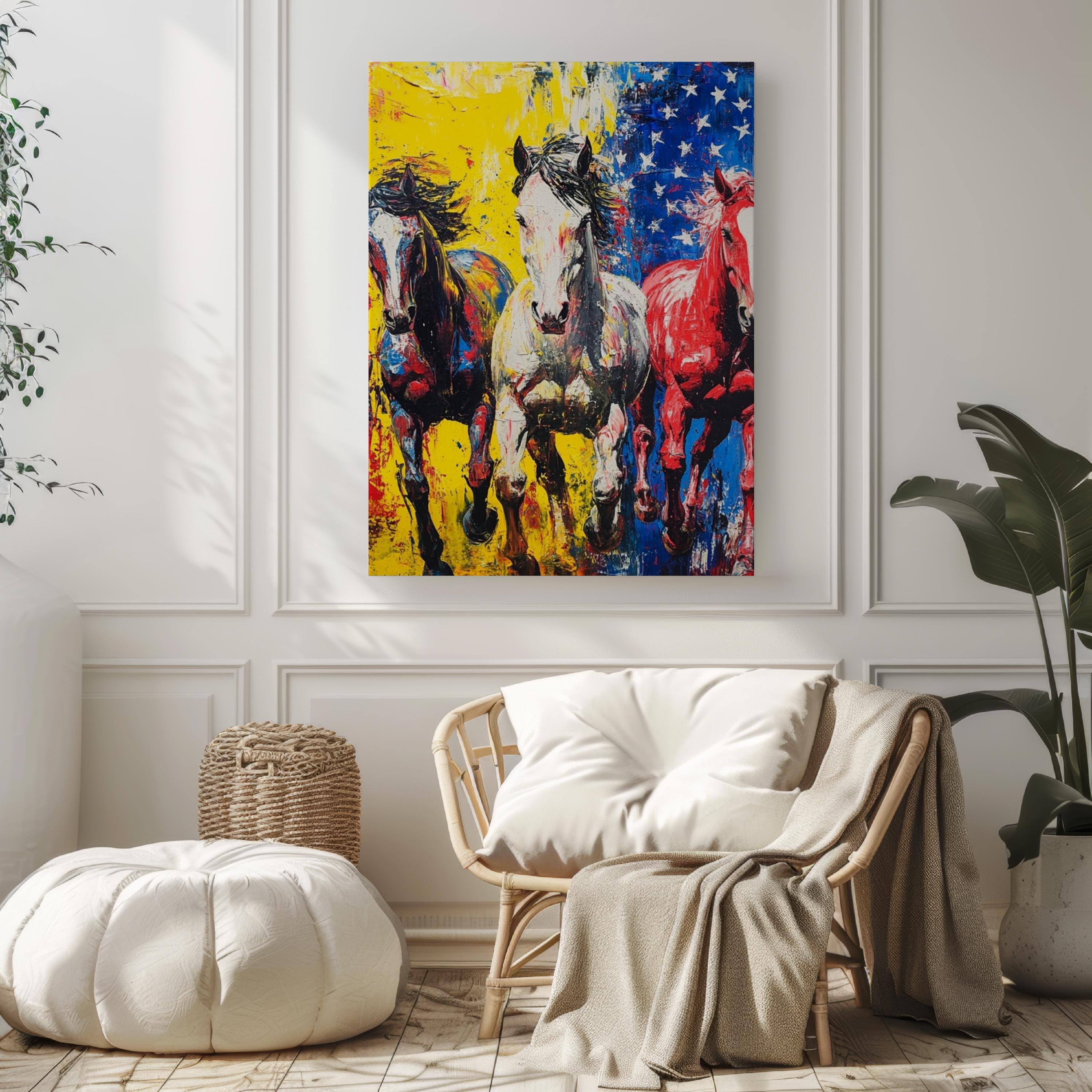 Patriotic Horses Poster Abstract - United States