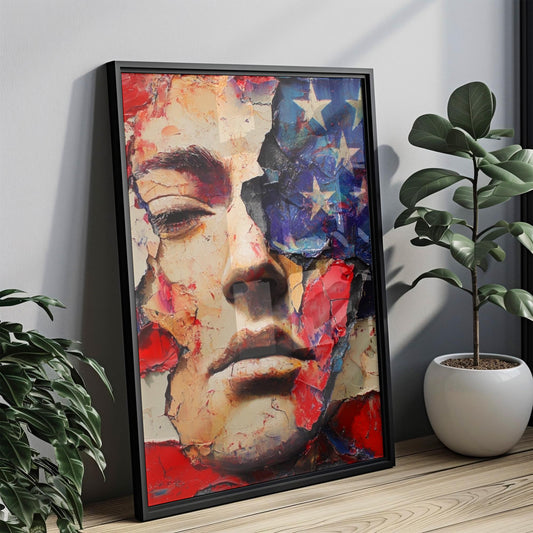 American Face Art | Abstract USA Wall Art Patriotic United States Poster for Home Decor & American Independence Celebration