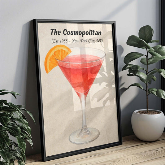 Cosmopolitan Cocktail Art Print, Drink Wall Decor, Bar Sign, Liquor Illustration, Party Decor, Home Bar Accessory, Modern Art, Gift for Her