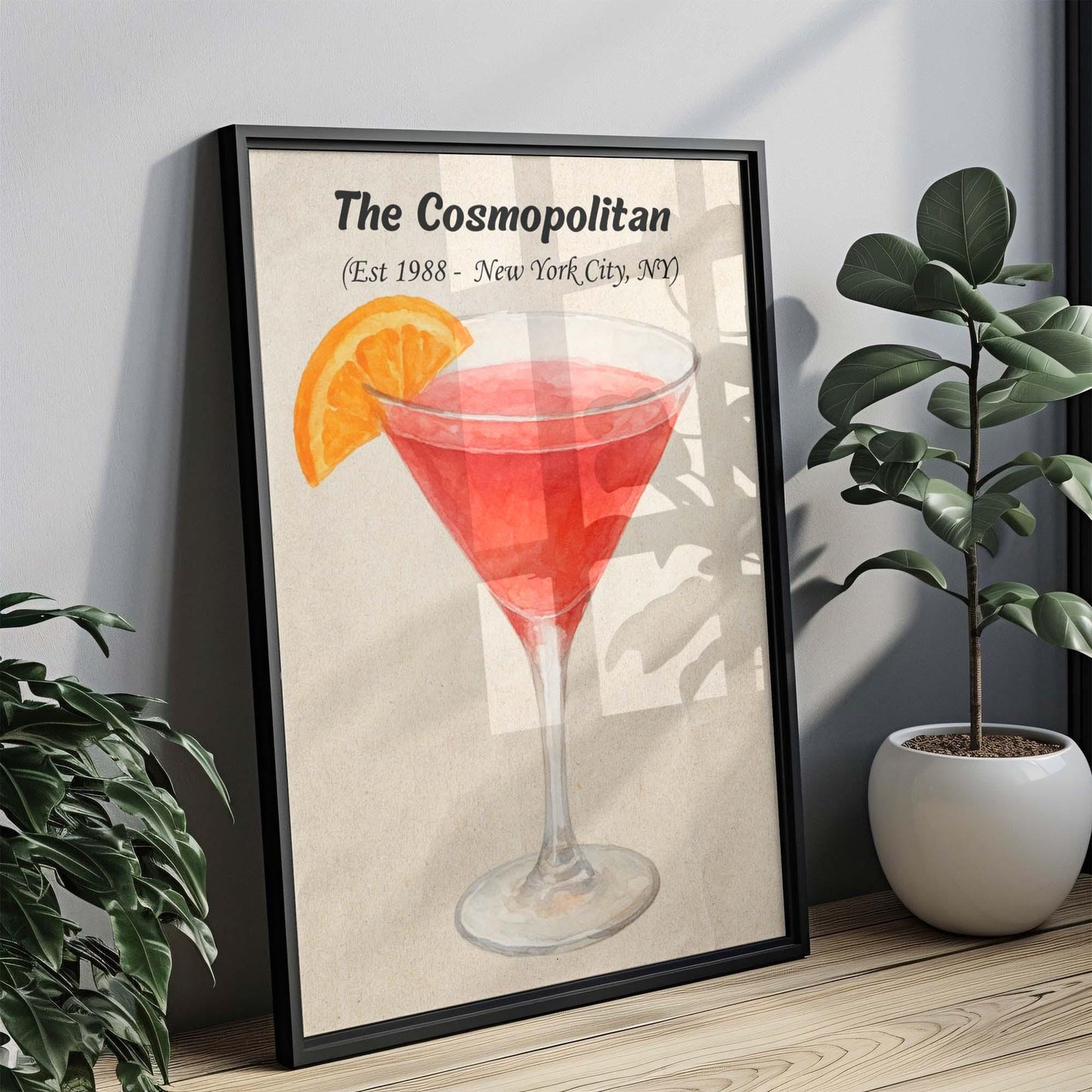 Cosmopolitan Cocktail Art Print, Drink Wall Decor, Bar Sign, Liquor Illustration, Party Decor, Home Bar Accessory, Modern Art, Gift for Her