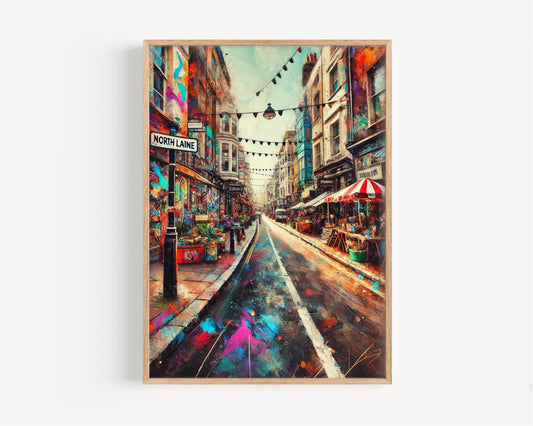 UK North Laine Wall Art Print – Brighton Travel Poster, UK Artwork, Housewarming Gift, Unique UK Home Decor