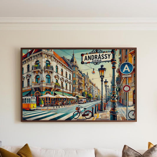 Andrássy Avenue Wall Art Print, Budapest Travel Poster, Hungarian Decor, Housewarming Gift, Hungary Art, Elegant Cityscape Illustration