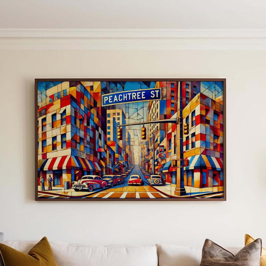 Peachtree Street Wall Art, Peachtree St Cubism Print, Atlanta Cubism Art, Georgia Gift, Travel Print, Travel Poster, Housewarming Gift