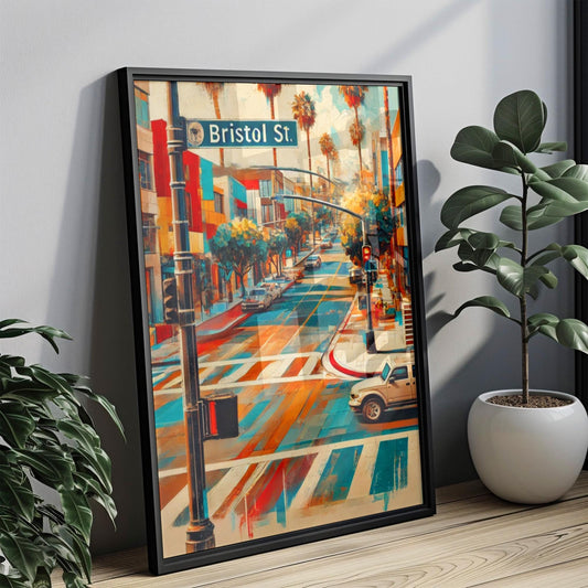 Orange County Bristol St Wall Art - California Travel Print, Orange & White Street Poster, Housewarming Gift, Coastal California Decor