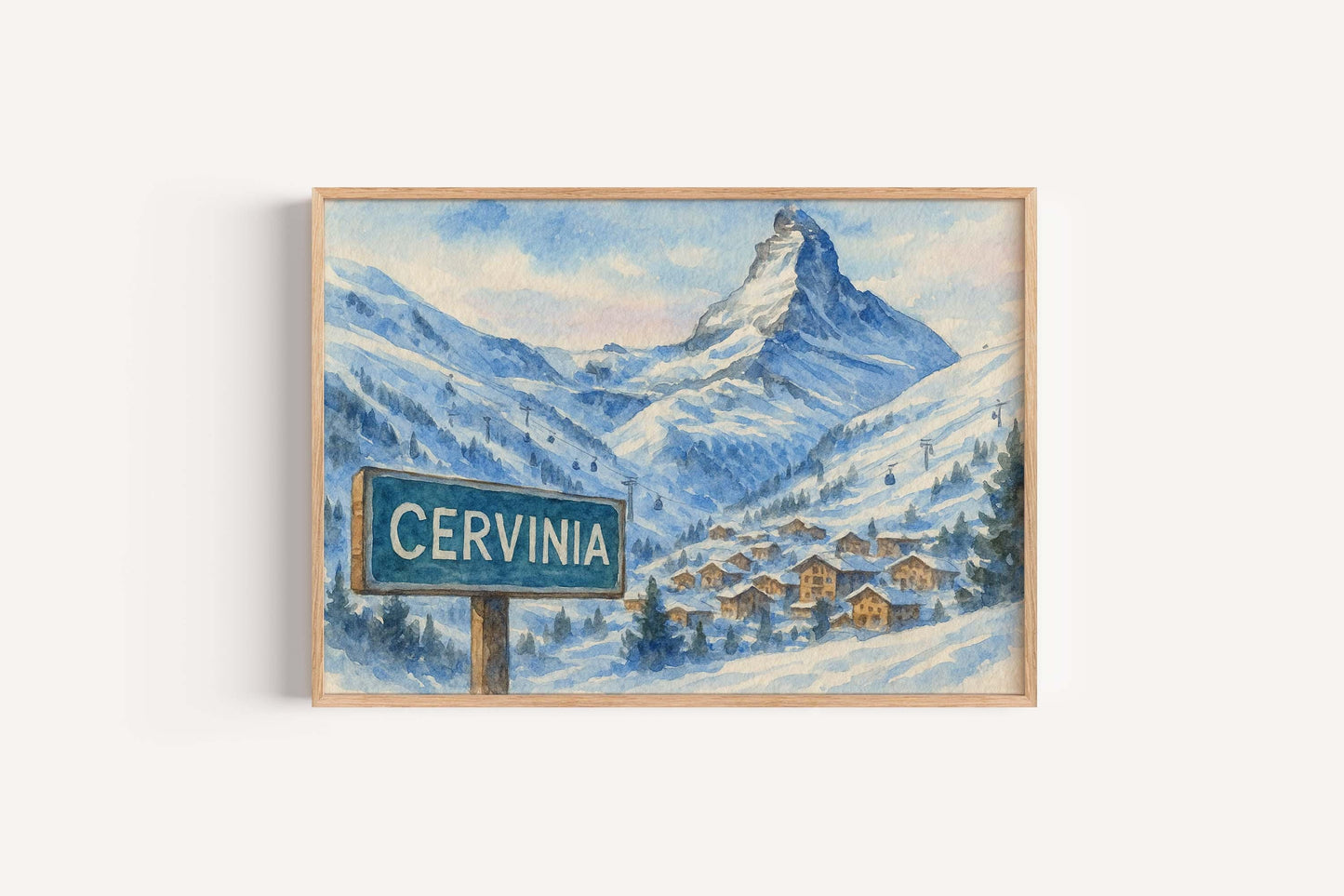 Cervinia Ski Resort Poster: Matterhorn, Italian Alps Winter Art