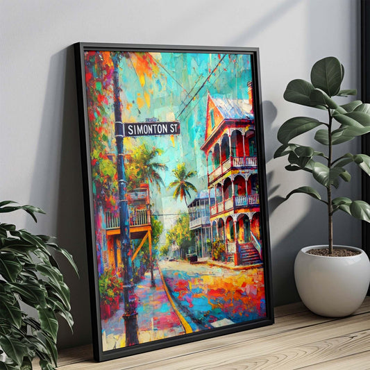 Simonton St Print Key West Wall Art, Florida Travel Poster, Coastal Home Decor, Housewarming Gift, FL Art, Beach Town Map Print