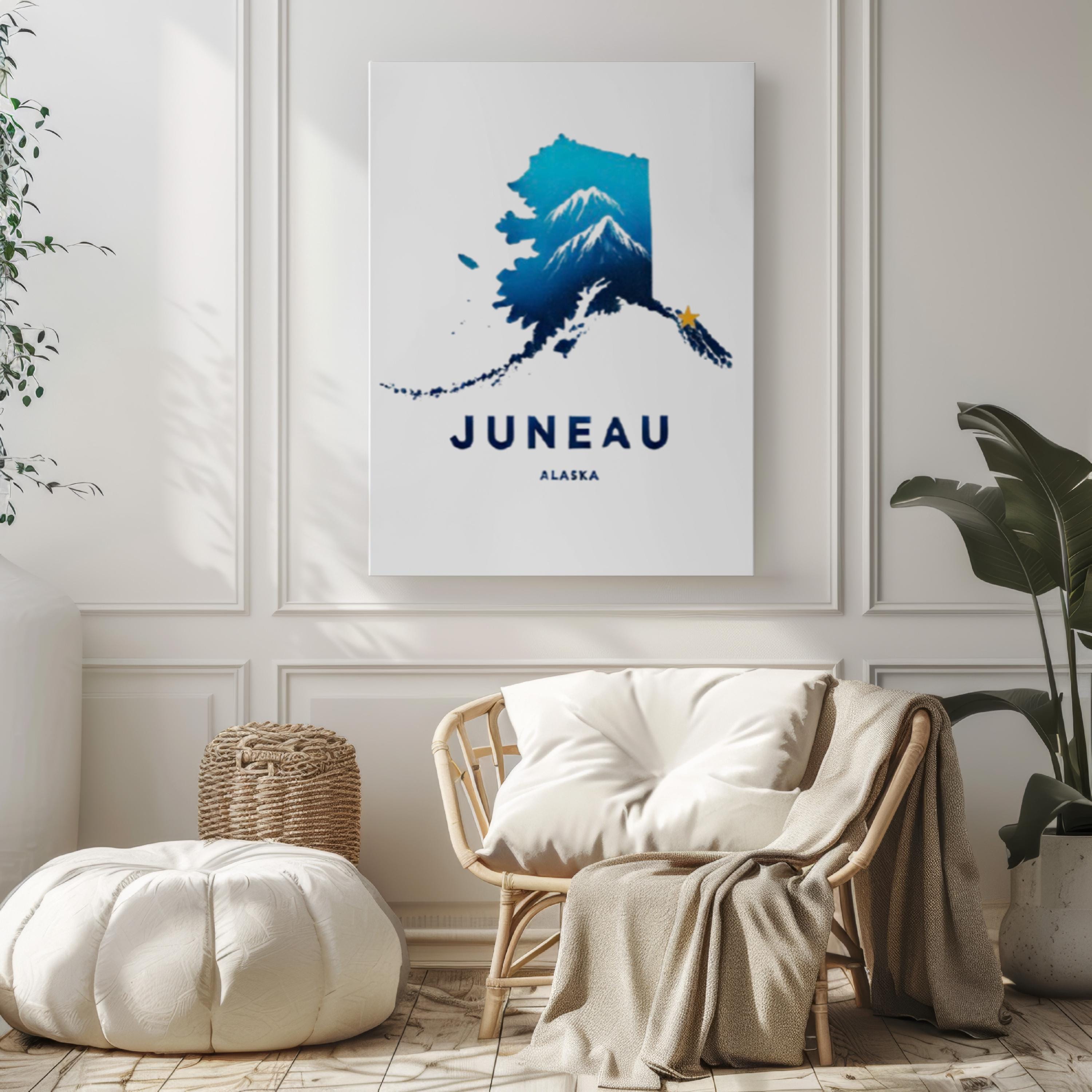 Juneau Wall Art Print - Alaska Travel Decor, Housewarming & College Gift, Rustic Home Decor, Juneau Alaska Gift Idea