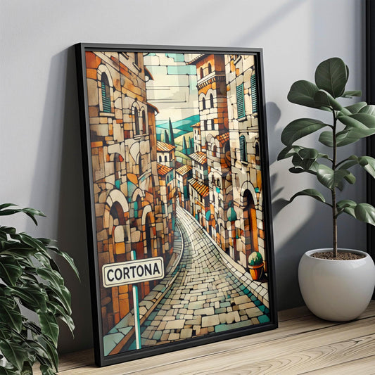 Italy Cortona Wall Art Print - Travel Poster, European Italian Artwork, Perfect Housewarming & Italy Gift, Vintage Style Home Decor