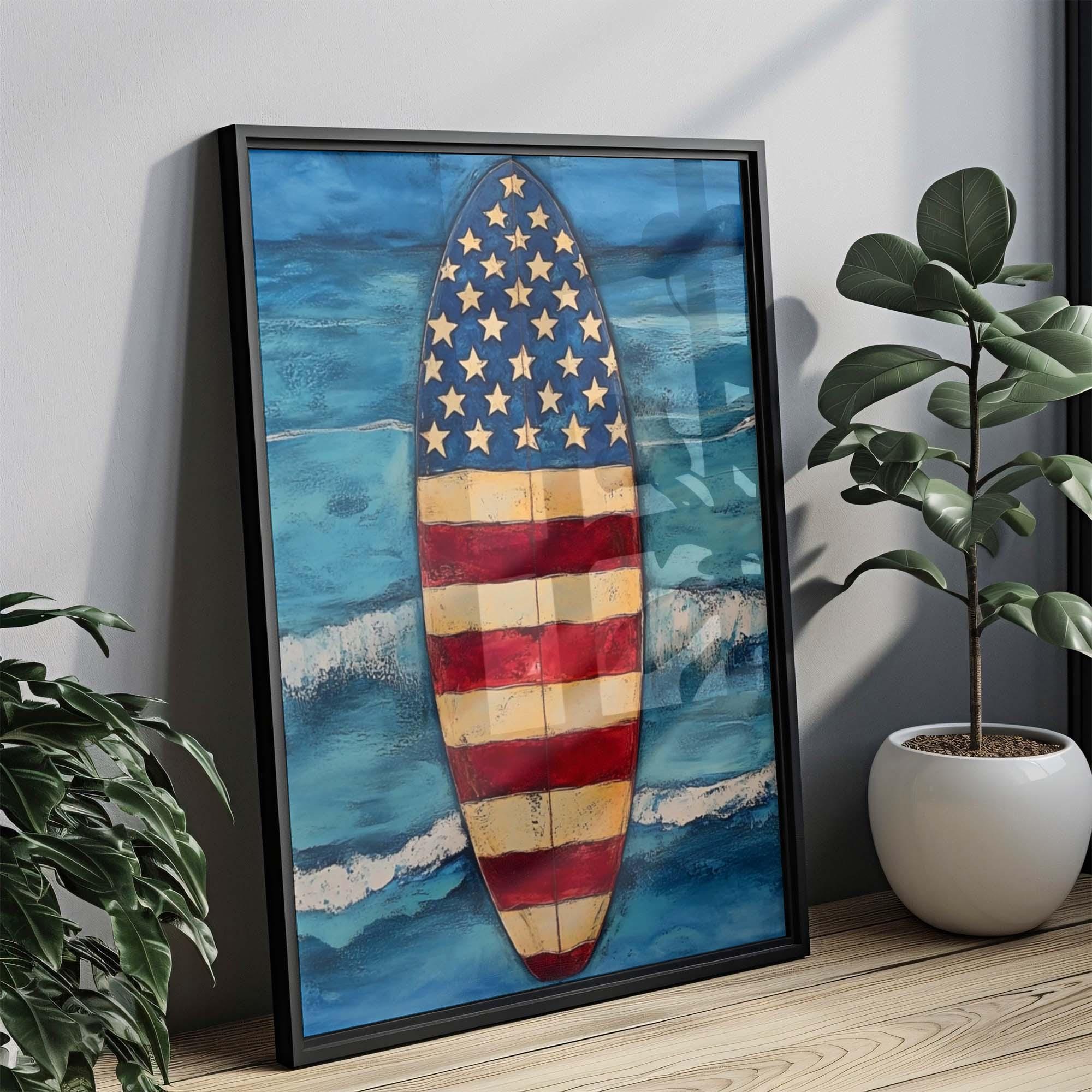 Surfing Beach Wall Art Patriotic - USA