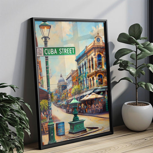 Cuba Street Art Print: Bohemian Wellington, New Zealand Travel Poster