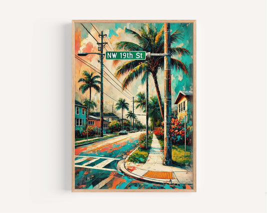 NW 19th St Print - Fort Lauderdale Wall Art, Florida Travel Poster, Housewarming & Florida Gift, Coastal Home Decor