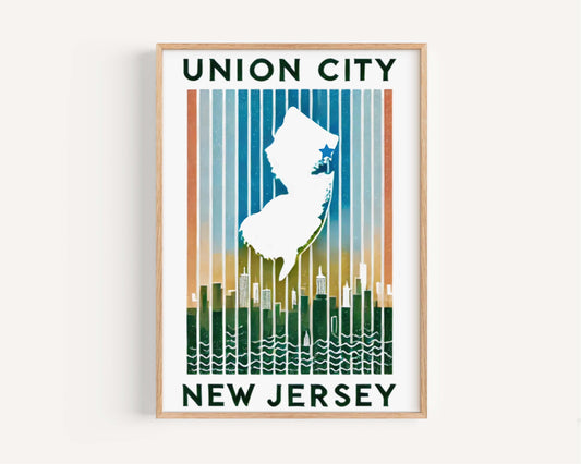 Union City Print New Jersey Wall Art Travel Home Decor College Dorm Gift Housewarming Present
