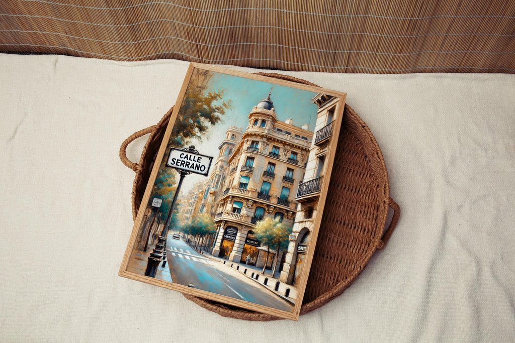 Calle Serrano Street Sign Art: Madrid Salamanca District Travel Poster