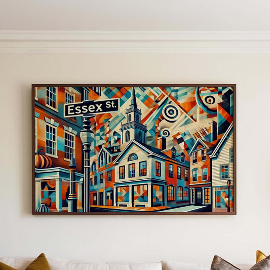 Salem Gift Essex Street Wall Art Print - Massachusetts Travel Poster, Salem Art Home Decor, Housewarming & MA Artwork