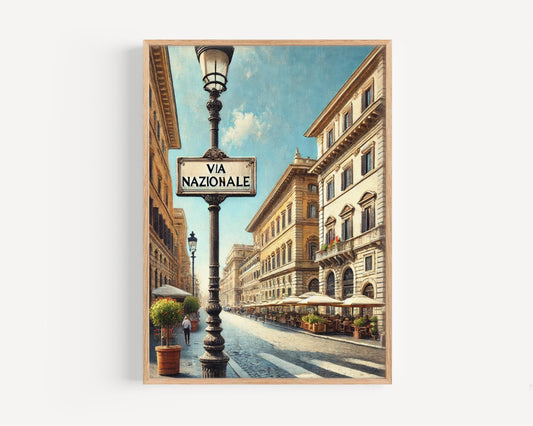Rome Via Nazionale Wall Art Print - Italian Travel Poster, Housewarming Gift, Rome Souvenir, Italy Home Decor, Modern Italy Art